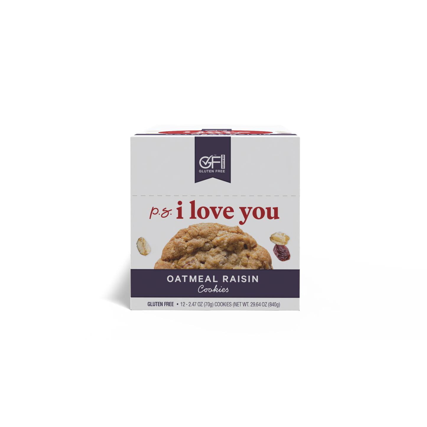 P.S. I Love You soft-baked Oatmeal Raisin cookie packaging 