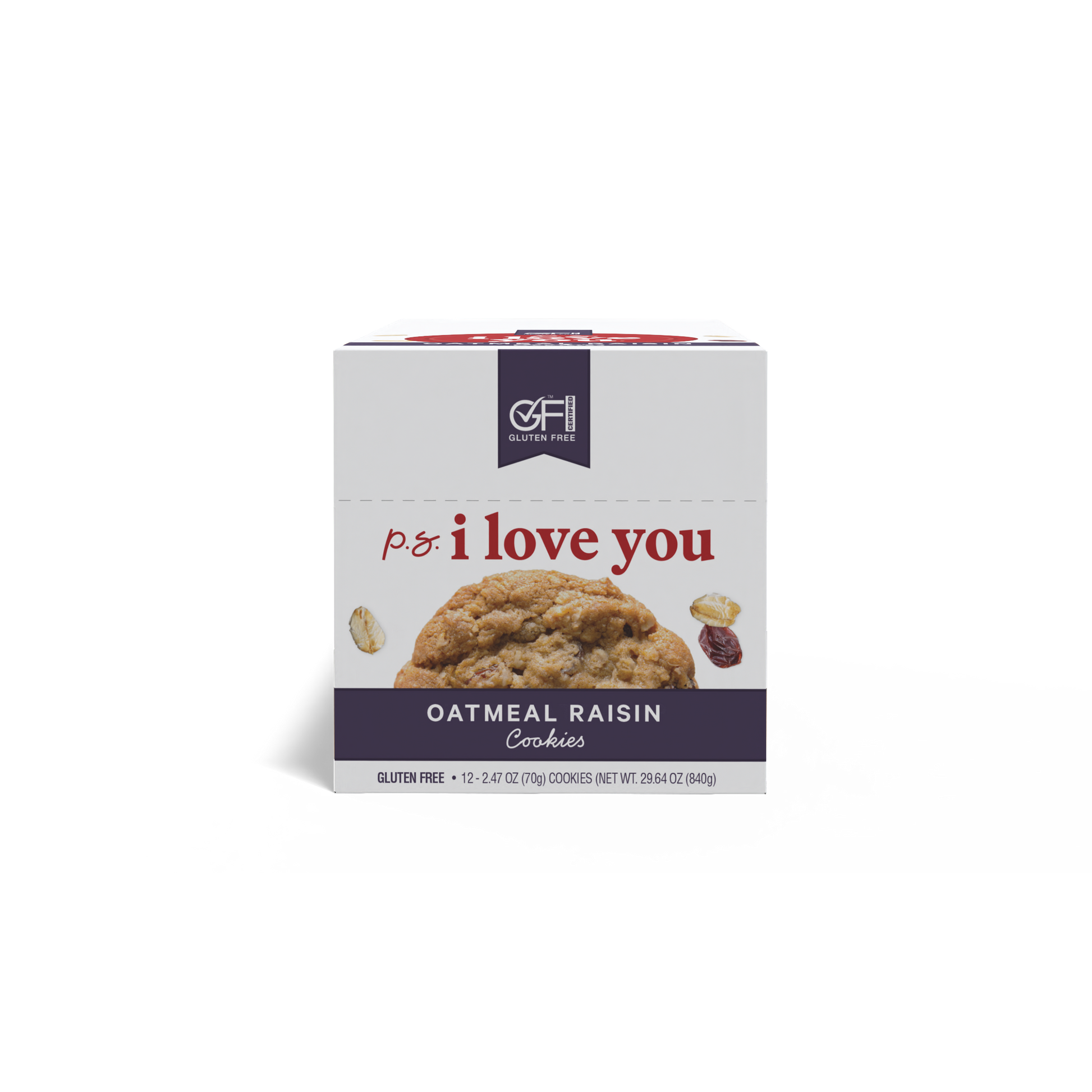 P.S. I Love You soft-baked Oatmeal Raisin cookie packaging 